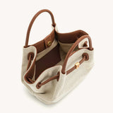 Hana Mini Leather Brown Canvas Tote Bag