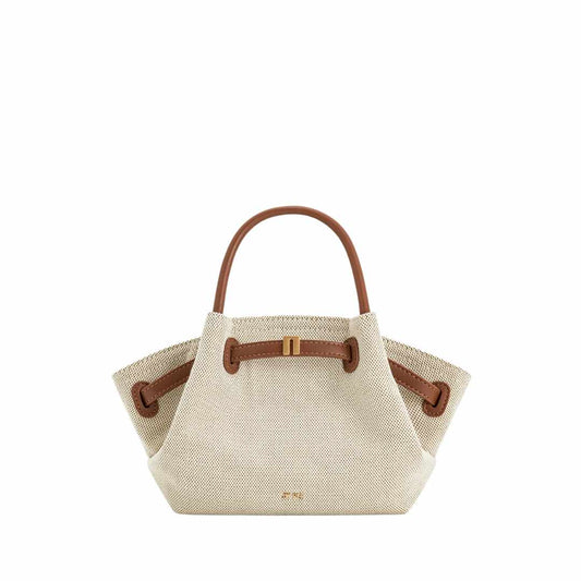 Hana Mini Leather Brown Canvas Tote Bag