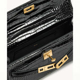 Noor Top Black Croc Handle Bag