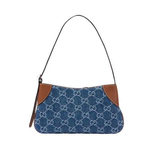 GG Emblem Blue Small Shoulder Bag