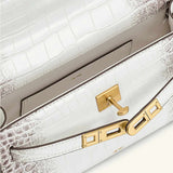 Noor Top White Croc Handle Bag