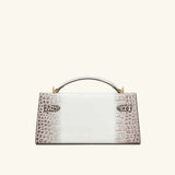Noor Top White Croc Handle Bag