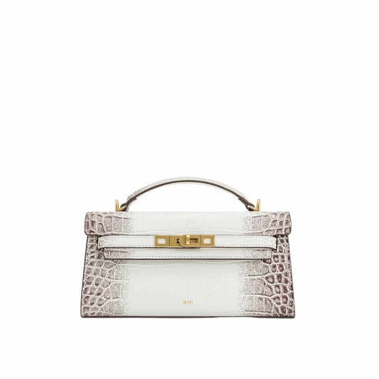 Noor Top White Croc Handle Bag