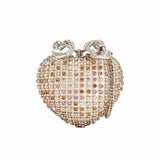 Multi Crystal Heart Clutch Bag