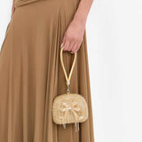 Crystal Top Handle Gold Clutch Bag
