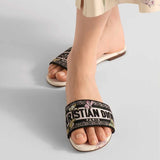 Butterfly Motif White and Purple Slides