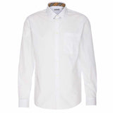 Checked Collared Poplin White Shirt
