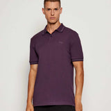 Stealth Collar Striped Purple Polo-Shirt