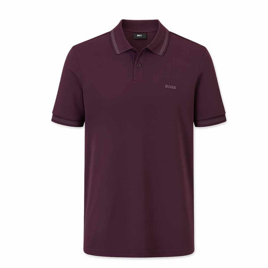 Stealth Collar Striped Purple Polo-Shirt