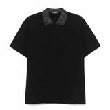 Glittered Collar Black Polo-Shirt