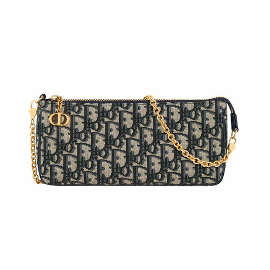 30 Montaige Oblique Jacquard Blue Chain Bag