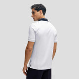 Colour Blocked Collar White Polo-Shirt