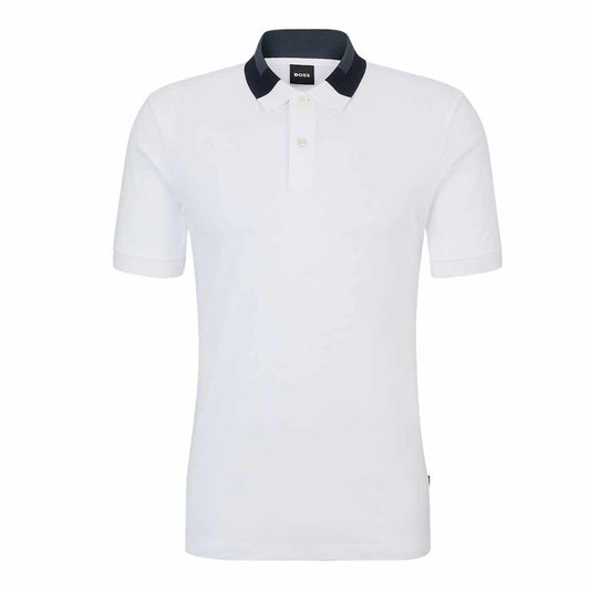 Colour Blocked Collar White Polo-Shirt