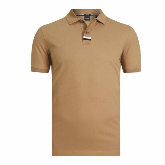 Placket Striped Brown Polo-Shirt