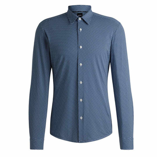 Monogram Print Blue Shirt