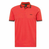 Logo Print Black Collar Red Polo-Shirt