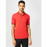 Logo Print Black Collar Red Polo-Shirt