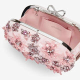 Floral Crystal Embellished Pink Clutch Bag