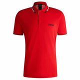 White Striped Collar Red Polo-Shirt