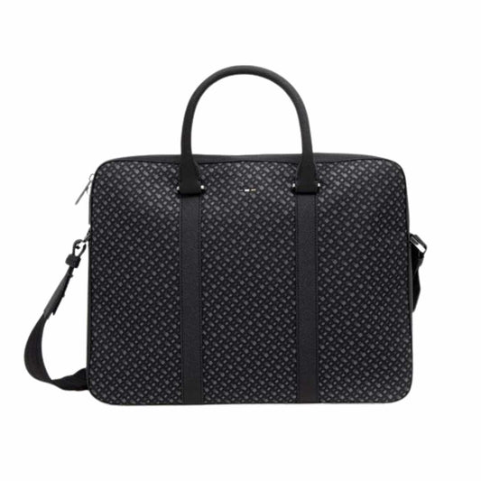 Monogram Print Blue Document Bag