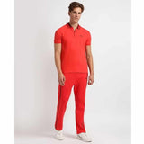 Constrasting Collar Red Polo-Shirt