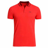 Constrasting Collar Red Polo-Shirt