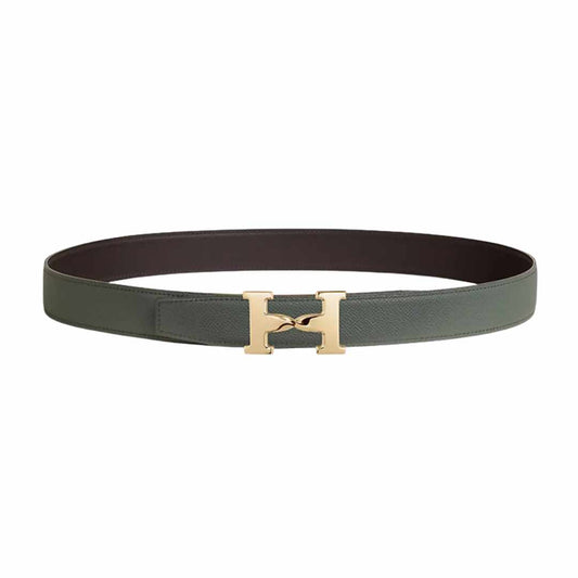 H Twisted Buckle Macassar/Grey Belt