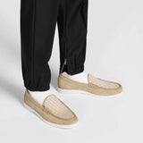 Oblique Suede and Jacquard Beige Loafers
