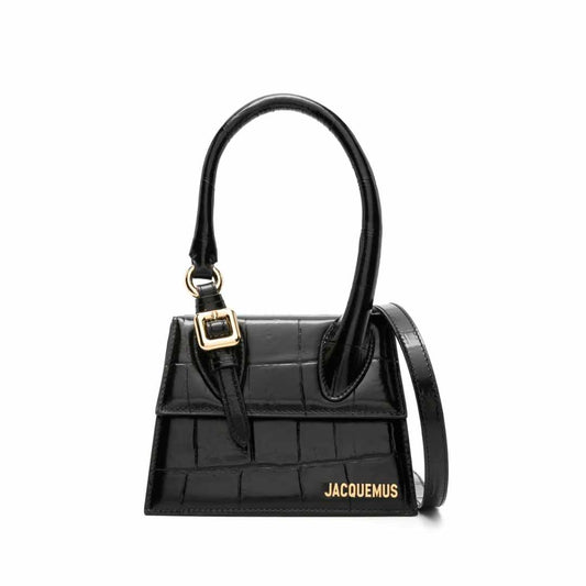 Le Chiquito Croc-Effect Black Shoulder Bag