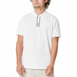 Striped Placket White Polo-Shirt