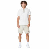 Striped Placket White Polo-Shirt