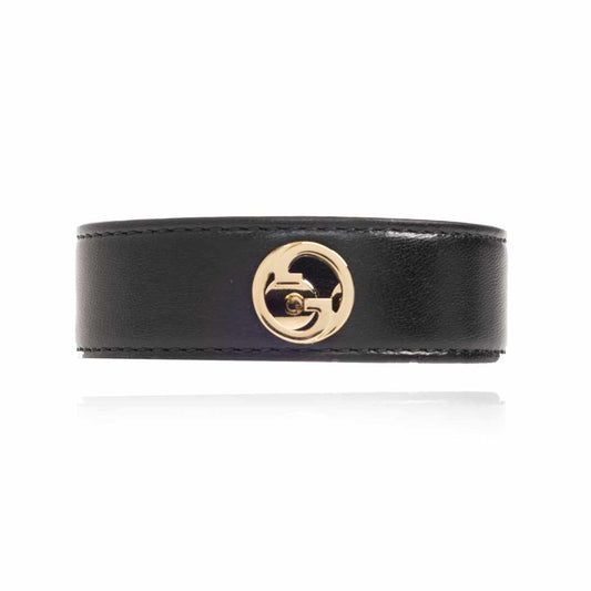 Interlocking Black Leather Bracelet