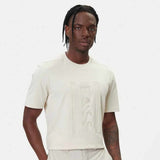 Artwork Mesh Print White T-Shirt