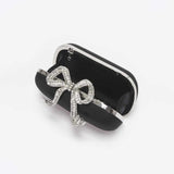 Satin Bow Black Clutch Bag