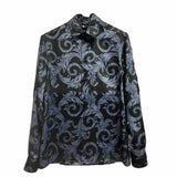 Blue Barocco Print Black Shirt