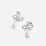 Pearl Bow Droplet Earrings