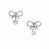 Micro Bow Blue Crystalised Earrings