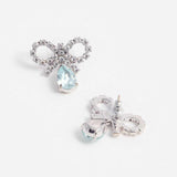 Micro Bow Blue Crystalised Earrings
