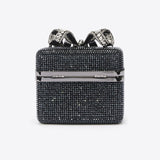 Iridescent Rhinestone Black Vanity Bag