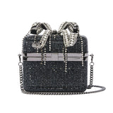 Iridescent Rhinestone Black Vanity Bag