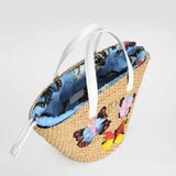 Butterflies in Print Straw Basket Bag