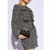 Satin Bow Black Clutch Bag