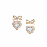 Gold Bow Heart Earrings