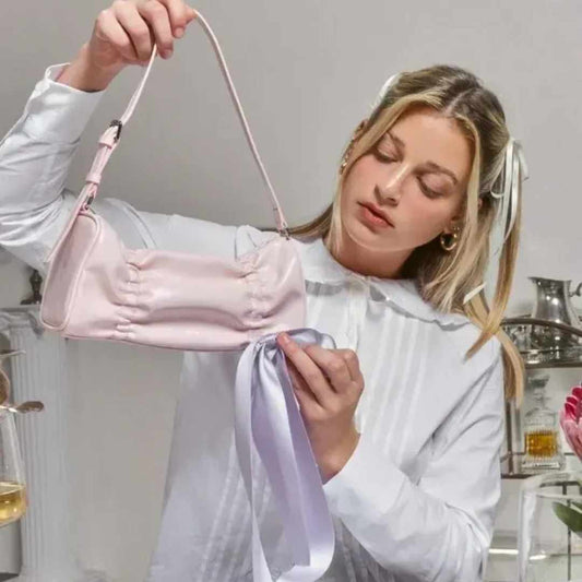Pleated Baby Pink Shoulder Bag