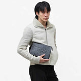 Stitched Logo Black Clutch Bag