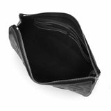 Stitched Logo Black Clutch Bag