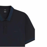 H Philippson Striped Collar Blue Polo-Shirt