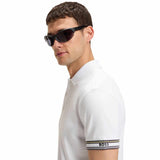 Zone Sleeve Striped White Polo-Shirt