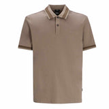 H Philippson Striped Collar Brown Polo-Shirt