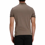 H Philippson Striped Collar Brown Polo-Shirt